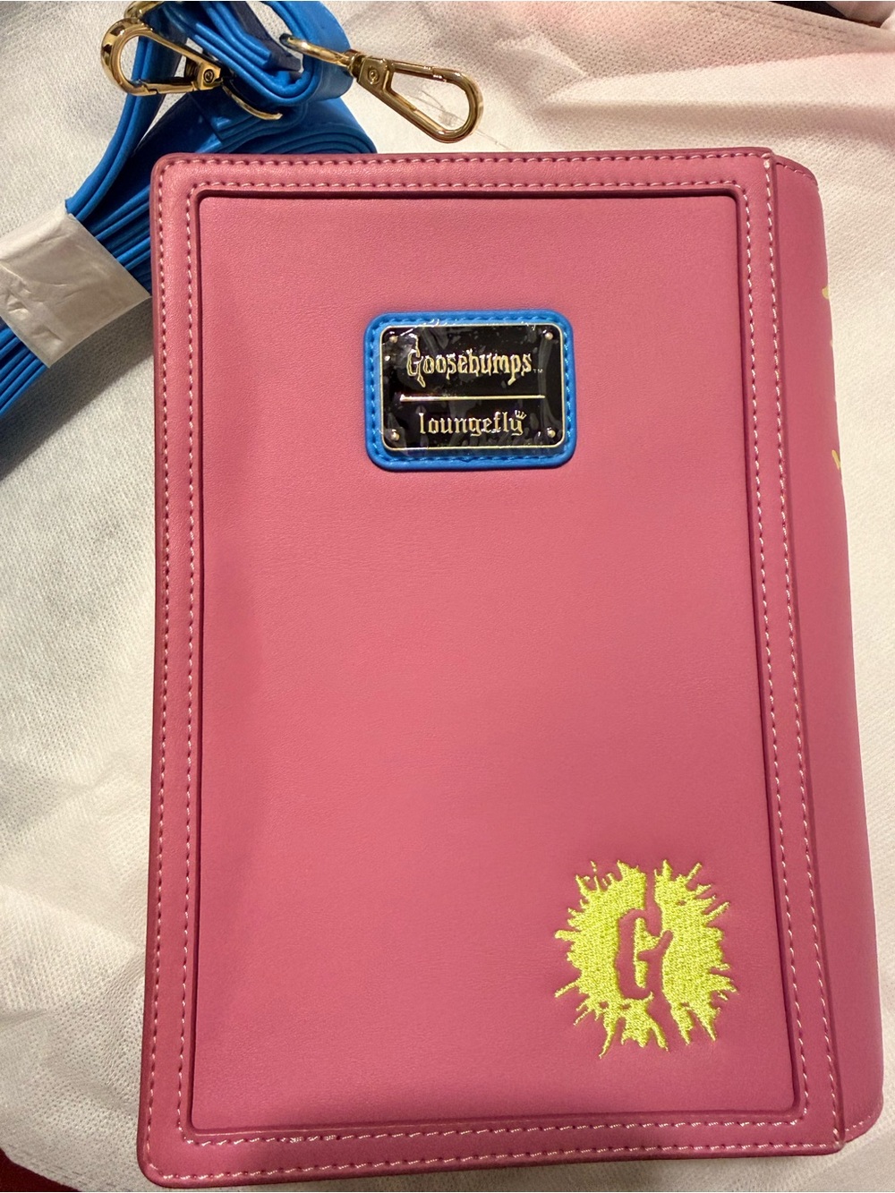 Loungefly Pink Goosebumps Novel-Style Crossbody with Blue Strap - Picture 6 of 7